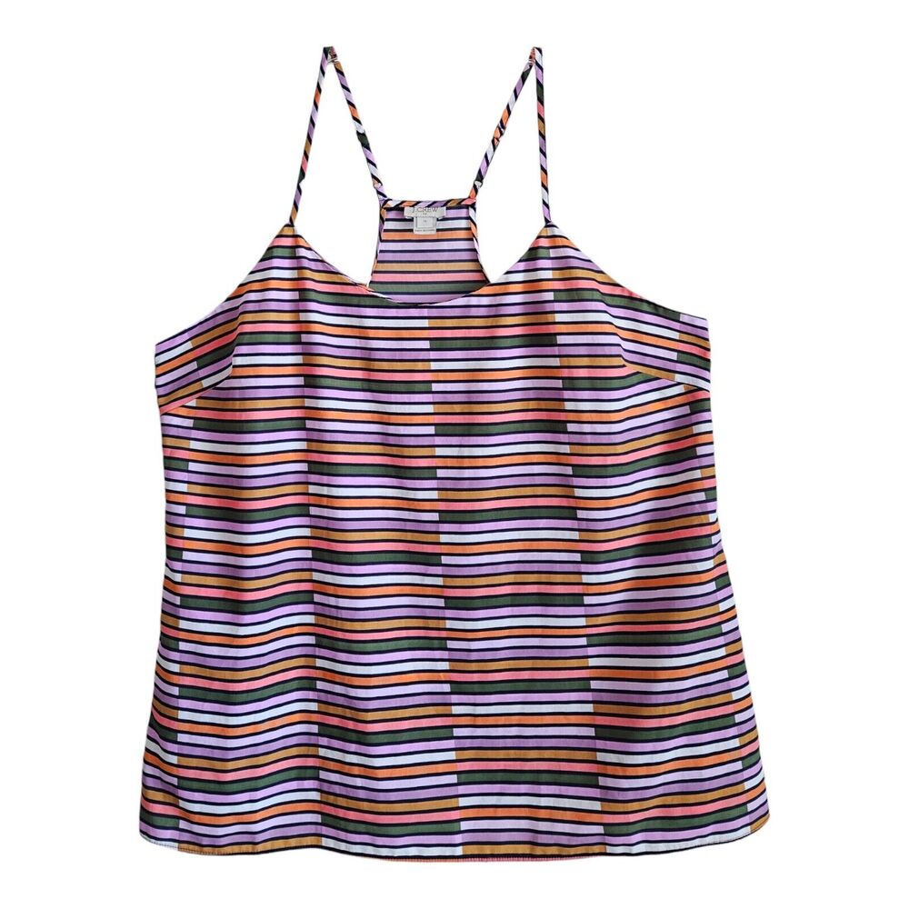 J. CREW Women's 14 Camisole Top Racerback Striped Multicolor Lightweight 40"